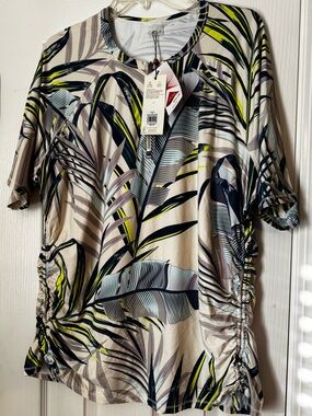Calia Women’s Short Sleeve Rashguard Paradise Palm Sharp Green 2X